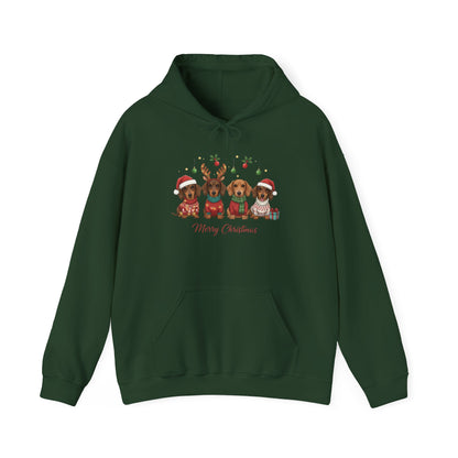 Christmas Puppies Hoodie — "Merry Christmas" Dachshund Santa Sweatshirt