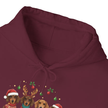 Christmas Puppies Hoodie — "Merry Christmas" Dachshund Santa Sweatshirt