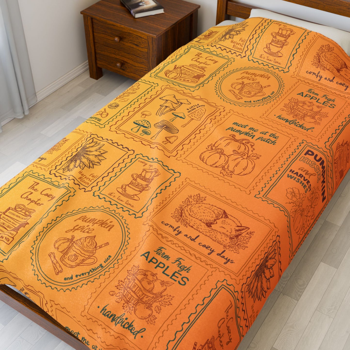 Velveteen Plush Blanket - Cozy Fall Themed