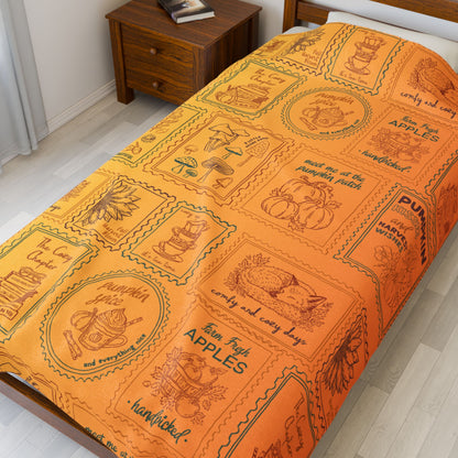 Velveteen Plush Blanket - Cozy Fall Themed