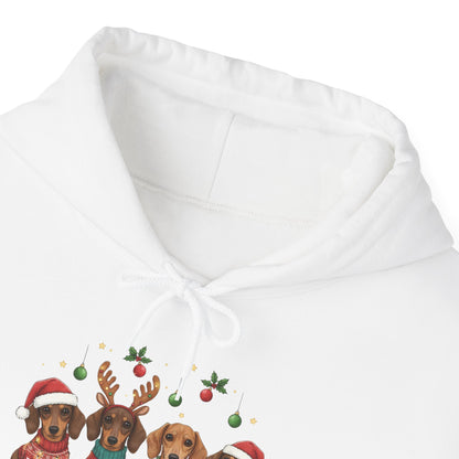 Christmas Puppies Hoodie — "Merry Christmas" Dachshund Santa Sweatshirt