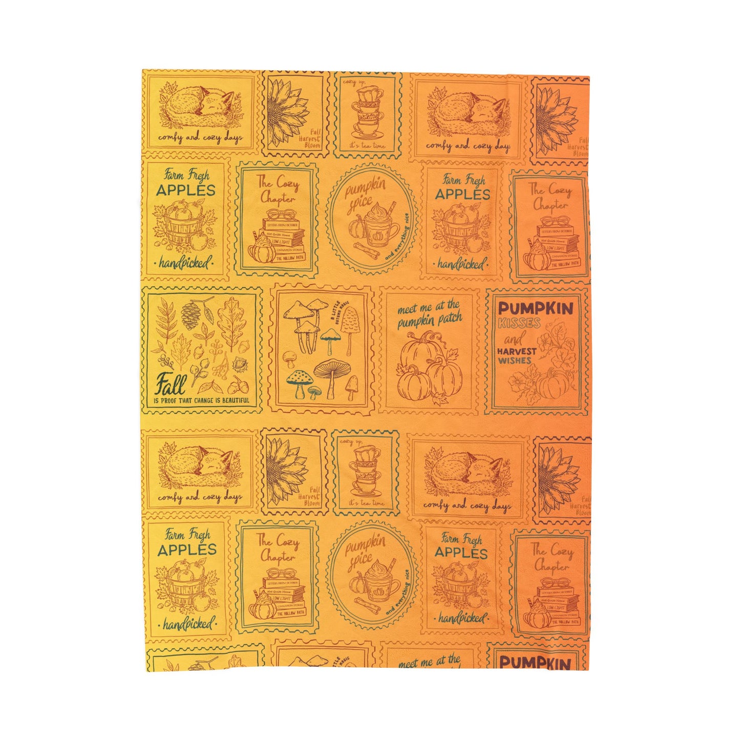 Velveteen Plush Blanket - Cozy Fall Themed