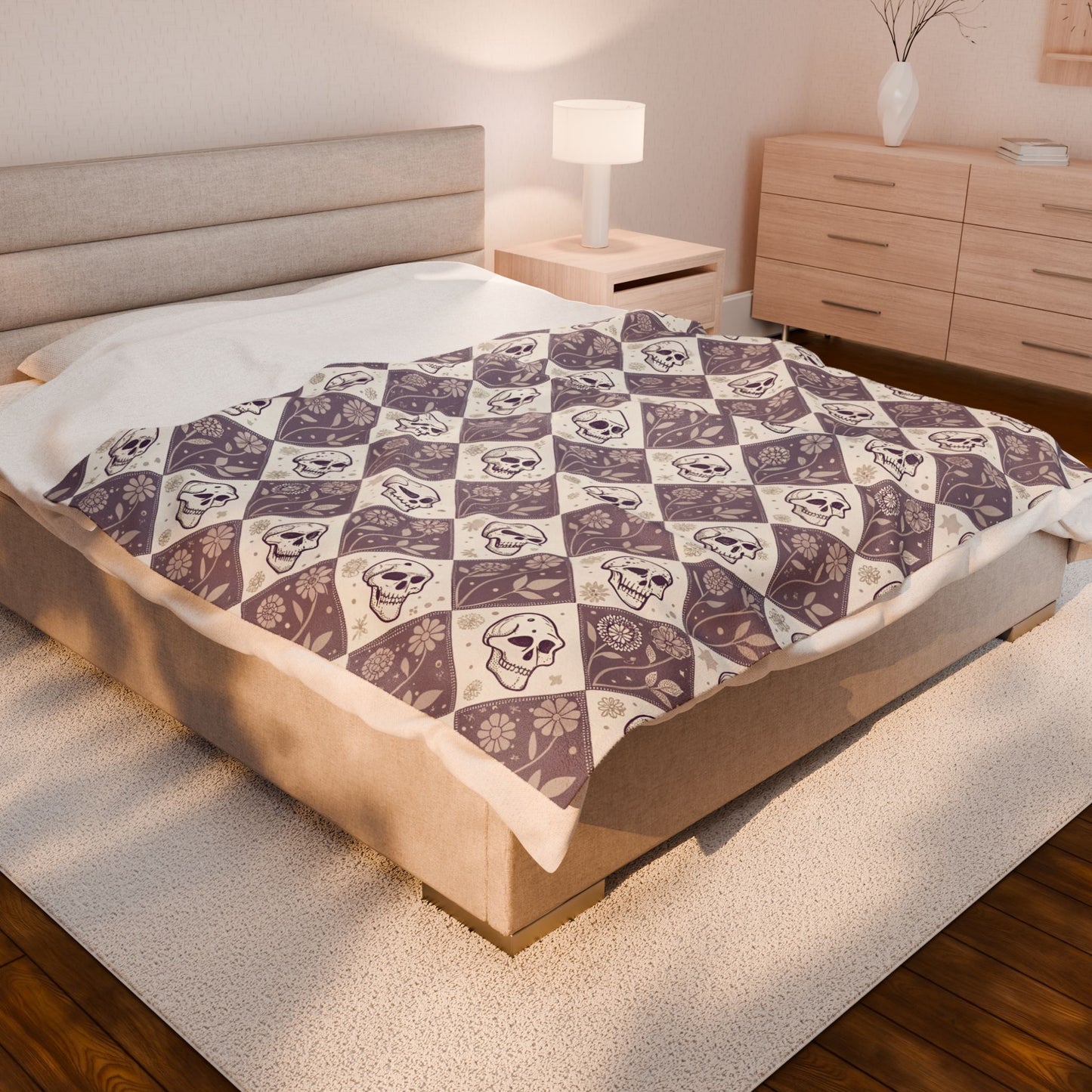 Skull Pattern Velveteen Blanket